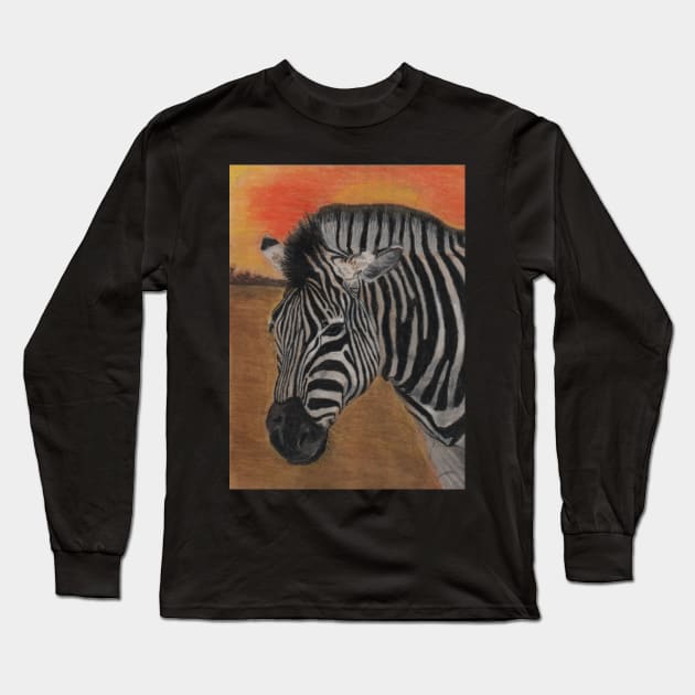 Zebra Long Sleeve T-Shirt by teenamarie23art